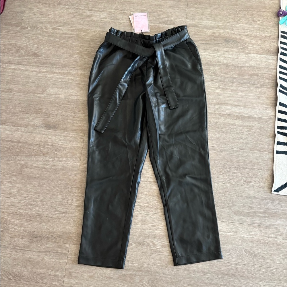 NWT- Avec Les Filles Black Faux Leather Pants